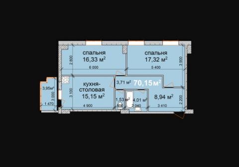 Двухкомнатная квартира.